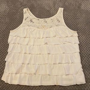 Hollister White Layered Lace Blouse